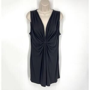 BCBGMaxAzria Swim V-Neck Mini Dress Womens Sz L Black Sleeveless Stretch Coverup